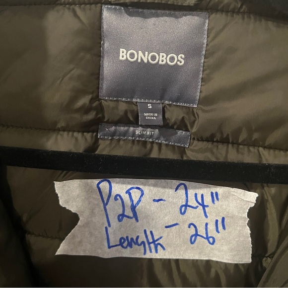 $298 BONOBOS S Quilted Men's Olive Puffer Jacket - Picture 9 of 9